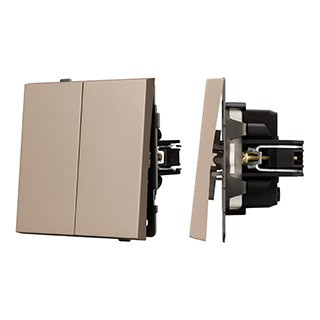 Механизм выключателя двухклавишный непроходной SWT-TENDO-MK02-PL-GD (230V, 10A) (Arlight, Песочный)