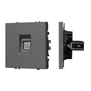 Механизм телефонной розетки SCT-NOBE-MTL1-SFPL-GR (RJ-11, 4C) (Arlight, Серый базальт)