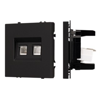 Механизм сдвоенной компьютерной розетки SCT-NOBE-MPC2-SFPL-BK (RJ-45, CAT6) (Arlight, Черный оникс)