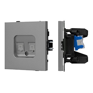Механизм компьютерной розетки двойной SCT-TENDO-MPC2-PL-GR (RJ-45, CAT6) (Arlight, Графитовый)