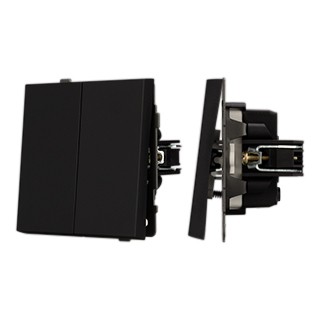 Механизм выключателя двухклавишный непроходной SWT-TENDO-MK02-SFPL-BK (230V, 10A) (Arlight, Матовый черный)