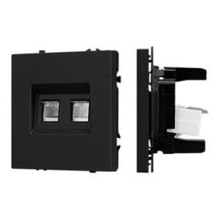 Механизм сдвоенной телефонной розетки SCT-NOBE-MTL2-SFPL-BK (RJ-11, 4C) (Arlight, Черный оникс)