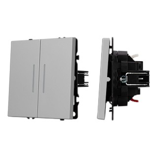 Механизм выключателя двухклавишный непроходной LED SWT-NOBE-MK02-SFPL-L-IS (230V, 10A) (Arlight, Никель)