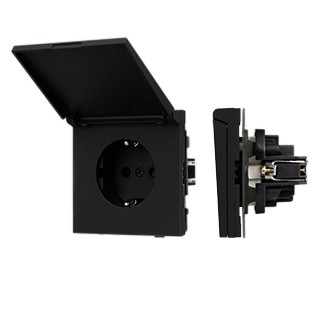 Механизм розетки влагозащищённый SCT-TENDO-MCP-SFPL-BK (230V, 16A) (Arlight, Матовый черный)