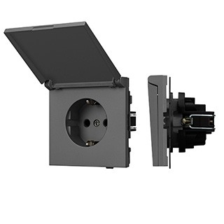 Механизм розетки влагозащищённый SCT-TENDO-MCP-SFPL-GR (230V, 16A) (Arlight, Матовый графитовый)