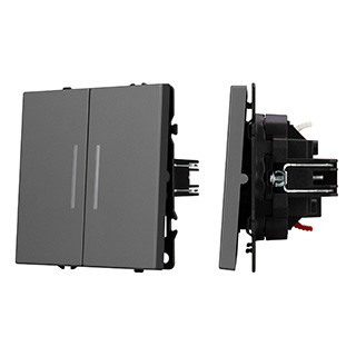 Механизм выключателя двухклавишный проходной LED SWT-NOBE-MKP2-SFPL-L-GR (230V, 10A) (Arlight, Серый базальт)