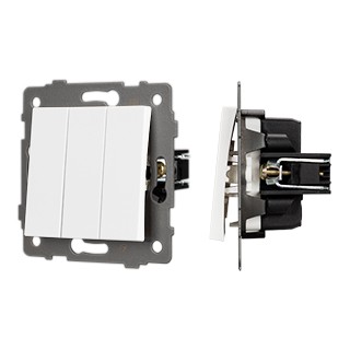 Механизм выключателя трехклавишный непроходной SWT-MK03-PL-WH-V (250V, 10A) (Arlight, -)