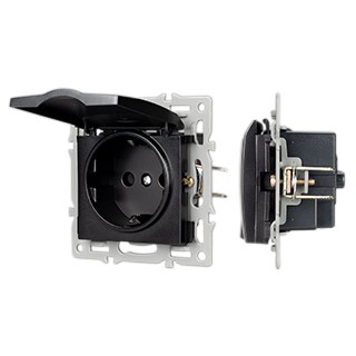 Механизм розетки влагозащищённый SCT-MCP-PL-BK (250V, 16A) (Arlight, -)