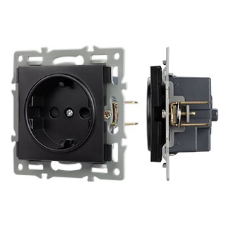 Механизм электрической розетки SCT-MEU1-PL-BK (250V, 16A) (Arlight, -)