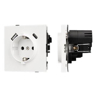 Механизм розетки с USB зарядкой SCT-TENDO-MUAC-SFPL-WH (230V, 16A) (Arlight, Матовый белый)