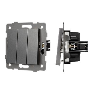 Механизм выключателя трехклавишный непроходной SWT-MK03-PL-GR-V (250V, 10A) (Arlight, -)
