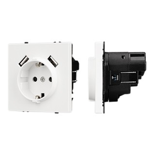 Механизм розетки с USB зарядкой SCT-NOBE-MUAA-SFPL-WH (230V, 16A) (Arlight, Белый кварц)