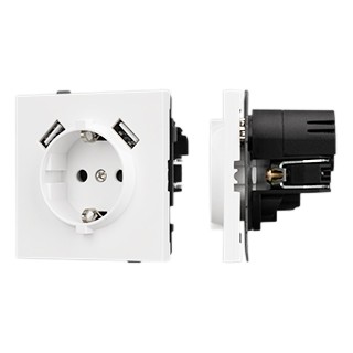 Механизм розетки с USB зарядкой SCT-TENDO-MUAA-PL-WH (230V, 16A) (Arlight, Белый)