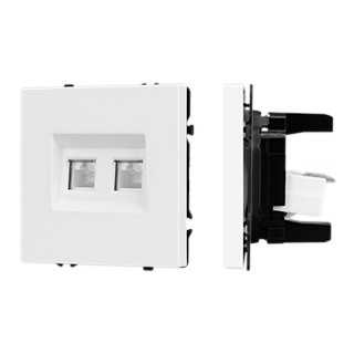 Механизм сдвоенной компьютерной розетки SCT-NOBE-MPC2-SFPL-WH (RJ-45, CAT6) (Arlight, Белый кварц)