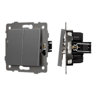 Механизм выключателя двухклавишный непроходной SWT-MK02-PL-GR-V (250V, 10A) (Arlight, -)