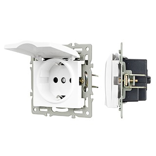 Механизм розетки влагозащищённый SCT-MCP-PL-WH (250V, 16A) (Arlight, -)