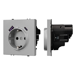 Механизм розетки с USB зарядкой SCT-NOBE-MUAC-SFPL-IS (230V, 16A) (Arlight, Никель)