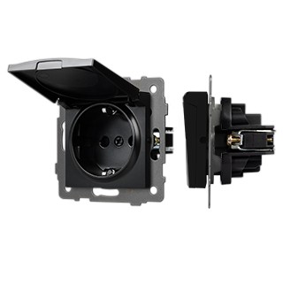 Механизм розетки влагозащищённый SCT-MCP-PL-BK-V (250V, 16A) (Arlight, -)