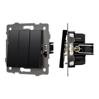 Механизм выключателя трехклавишный непроходной SWT-MK03-PL-BK-V (250V, 10A) (Arlight, -)