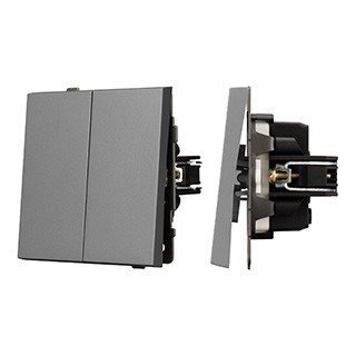 Механизм выключателя двухклавишный непроходной SWT-TENDO-MK02-PL-GR (230V, 10A) (Arlight, Графитовый)