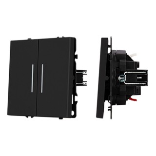 Механизм выключателя двухклавишный проходной LED SWT-NOBE-MKP2-SFPL-L-BK (230V, 10A) (Arlight, Черный оникс)