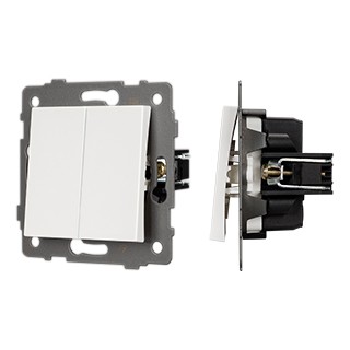 Механизм выключателя двухклавишный непроходной SWT-MK02-PL-WH-V (250V, 10A) (Arlight, -)