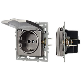 Механизм розетки влагозащищённый SCT-MCP-PL-GR (250V, 16A) (Arlight, -)