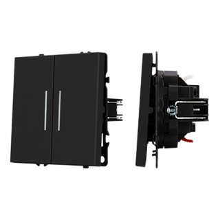Механизм выключателя двухклавишный непроходной LED SWT-NOBE-MK02-SFPL-L-BK (230V, 10A) (Arlight, Черный оникс)