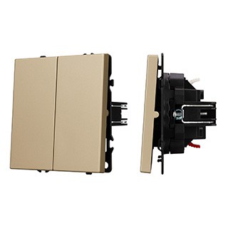 Механизм выключателя двухклавишный проходной SWT-NOBE-MKP2-SFPL-GD (230V, 10A) (Arlight, Золотой песок)