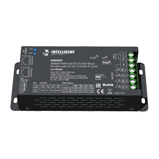 INTELLIGENT ARLIGHT Диммер SMART-PWM-104-73-SH-SUF Black (12-48V, 4x6A, RJ-45, TUYA Wi-Fi, 2.4G) (IARL, IP20 Металл, 5 лет)