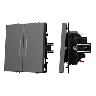 Механизм выключателя двухклавишный непроходной LED SWT-NOBE-MK02-SFPL-L-GR (230V, 10A) (Arlight, Серый базальт)