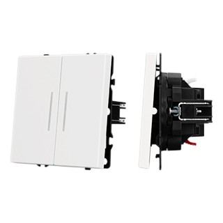 Механизм выключателя двухклавишный проходной LED SWT-NOBE-MKP2-SFPL-L-WH (230V, 10A) (Arlight, Белый кварц)