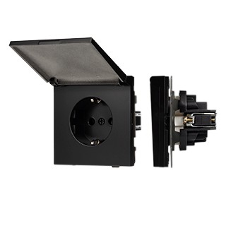 Механизм розетки влагозащищённый SCT-TENDO-MCP-PL-BK (230V, 16A) (Arlight, Черный)