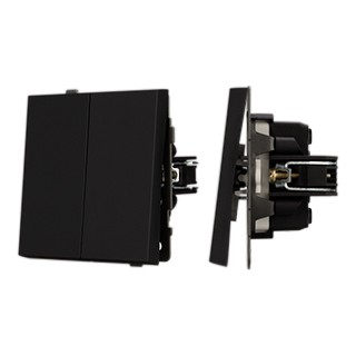 Механизм выключателя двухклавишный проходной SWT-TENDO-MKP2-SFPL-BK (230V, 10A) (Arlight, Матовый черный)