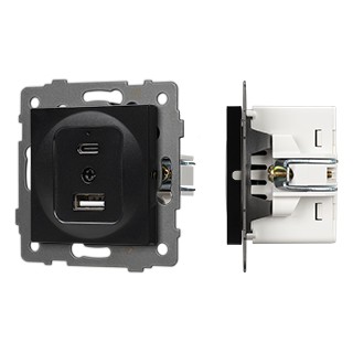 Механизм USB розетки SCT-MUAC-PL-BK-V (5V, 3A, QC4) (Arlight, -)