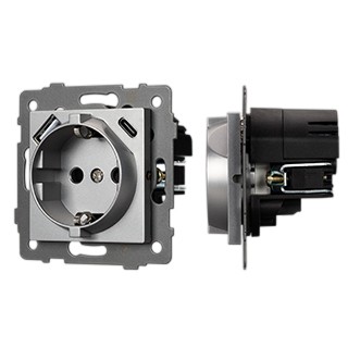 Механизм розетки с USB зарядкой SCT-MUAC-PL-GR-V (250V, 16A) (Arlight, -)