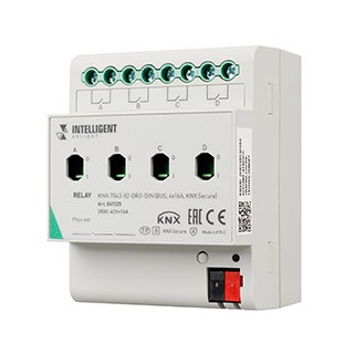 INTELLIGENT ARLIGHT Релейный модуль KNX-7043-82-DRO-DIN (BUS, 4x16А, KNX Secure) (IARL, IP20 Пластик, 2 года)