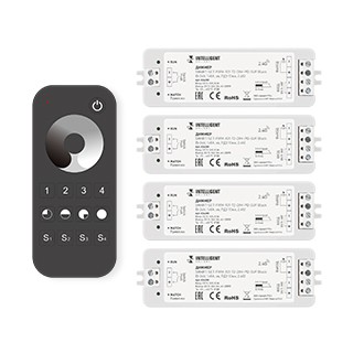 INTELLIGENT ARLIGHT Диммер SMART-SET-PWM-101-72-DIM-PD-SUF Black (5-36V, 1x8A, x4, ПДУ 13кн, 2.4G) (IARL, IP20 Пластик, 5 лет)