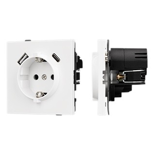 Механизм розетки с USB зарядкой SCT-TENDO-MUAC-PL-WH (230V, 16A) (Arlight, Белый)