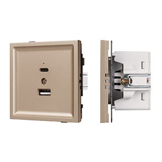 Механизм USB розетки SCT-TENDO-MUAC-PL-GD (5V, 3A, QC3) (Arlight, Песочный)