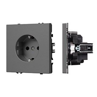Механизм электрической розетки SCT-NOBE-MEU1-SFPL-GR (230V, 16A) (Arlight, Серый базальт)