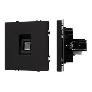 Механизм телефонной розетки SCT-NOBE-MTL1-SFPL-BK (RJ-11, 4C) (Arlight, Черный оникс)