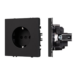 Механизм электрической розетки SCT-NOBE-MEU1-SFPL-BK (230V, 16A) (Arlight, Черный оникс)