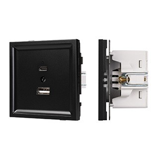Механизм USB розетки SCT-TENDO-MUAC-PL-BK (5V, 3A, QC3) (Arlight, Черный)